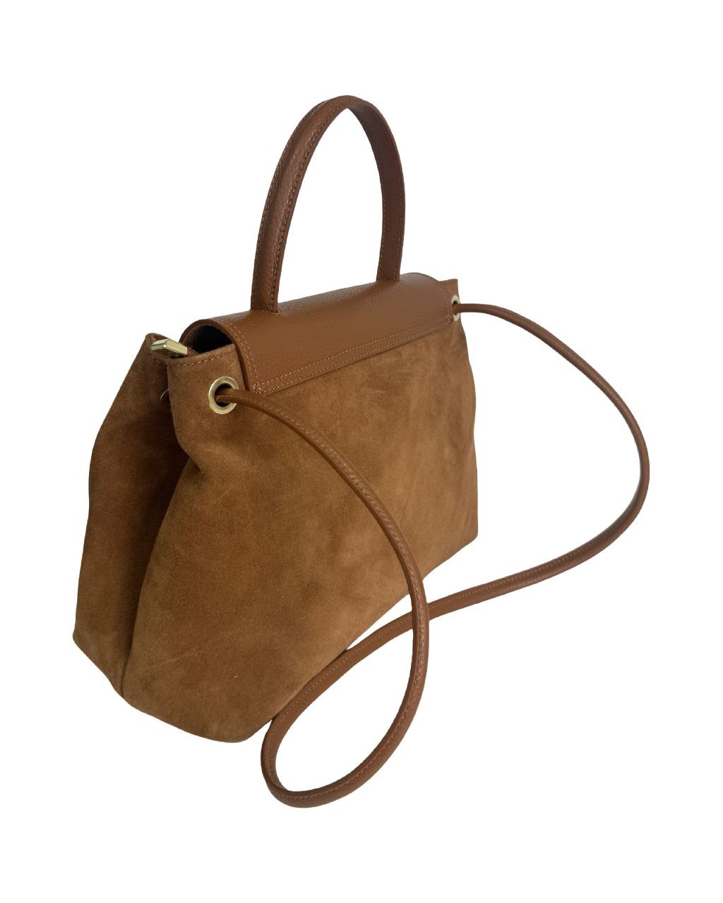 Italian Suede & Leather Satchel Bag