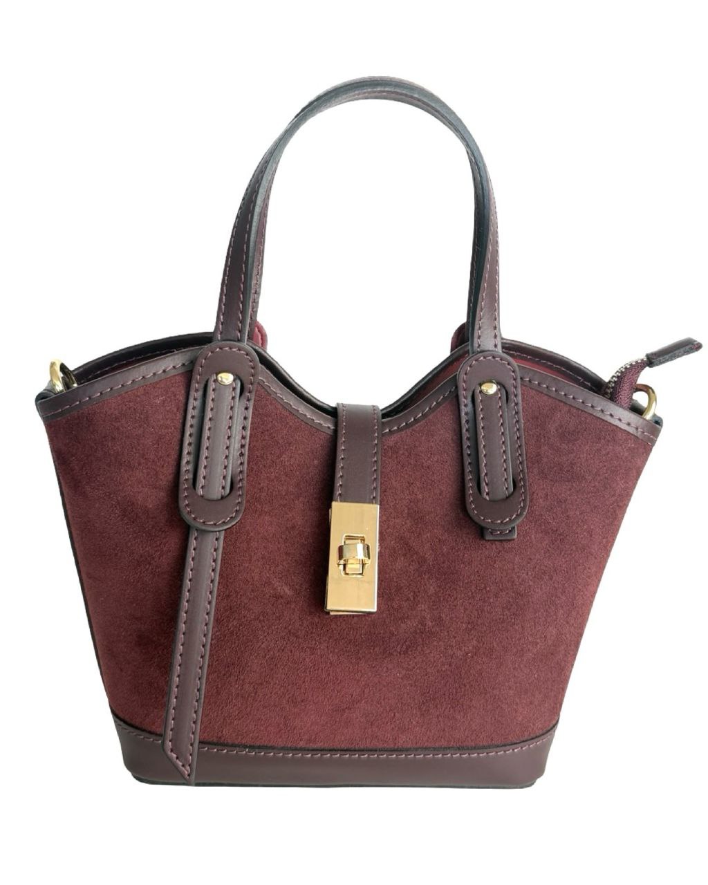 Suede & Leather Mini Satchel — Made in Italy