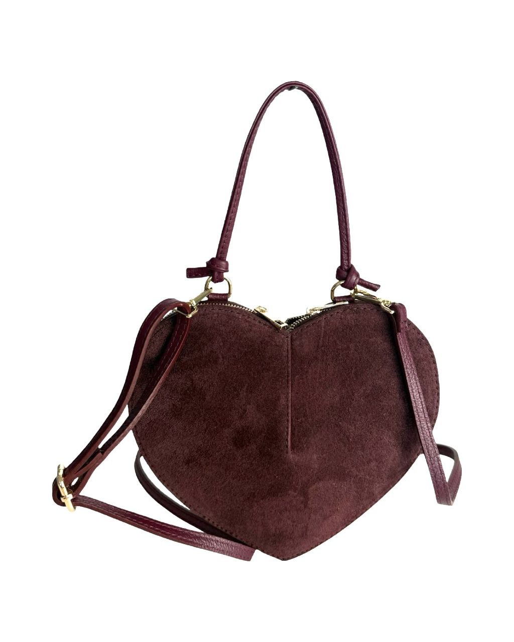 Heart-Shaped Suede Mini Bag