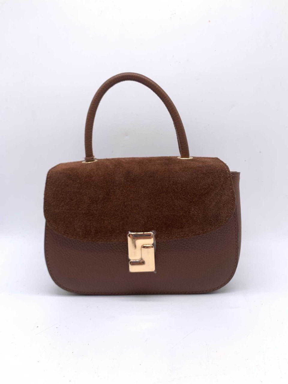 Top-Handle Suede-Flap Bag