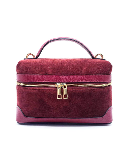 Suede Vanity Bag with Top Handle