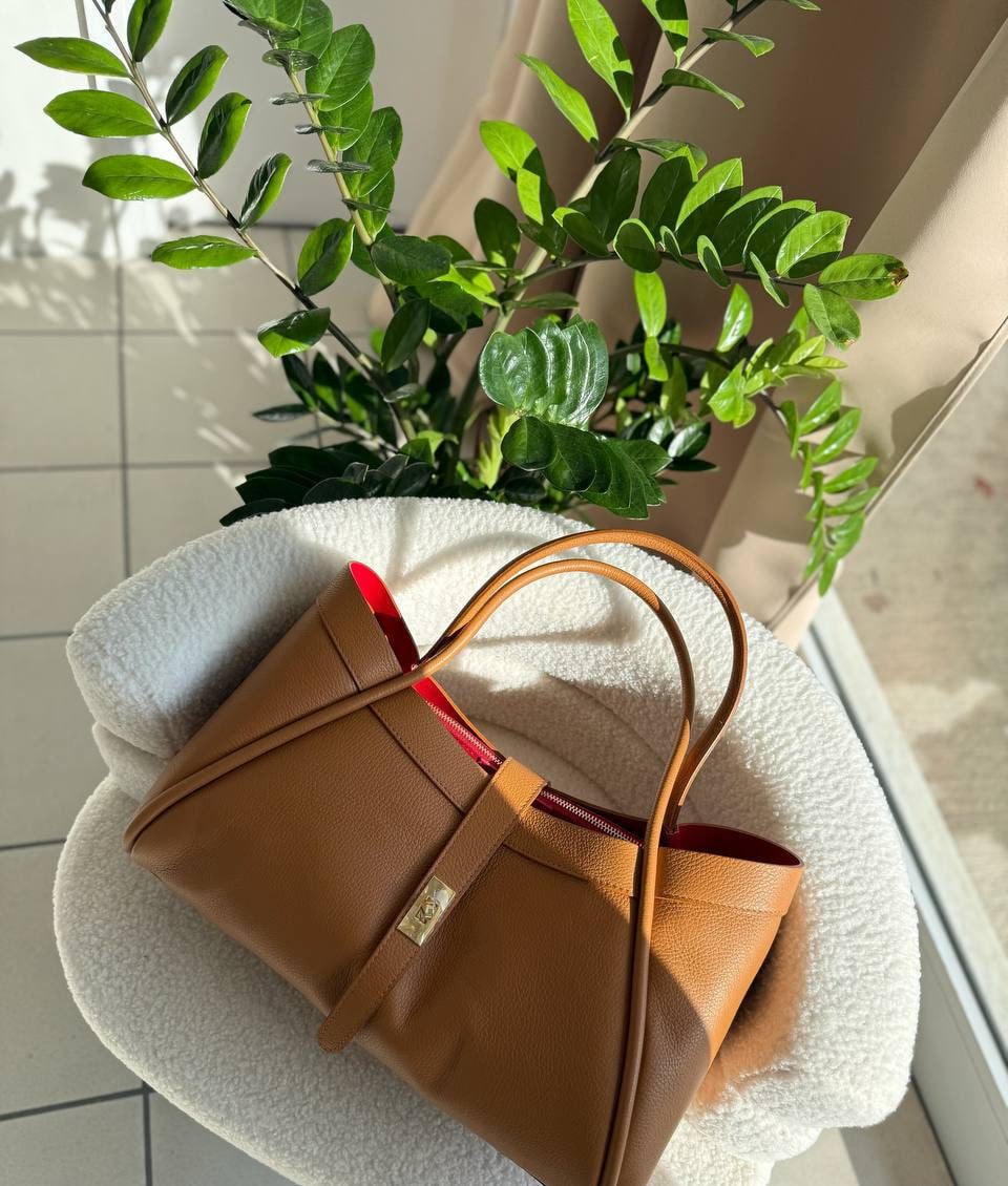 Italian Leather Structured Tote Bag