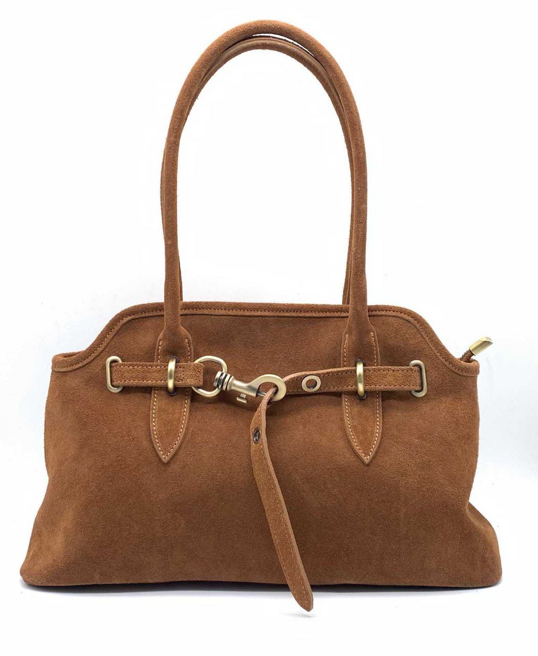 Elegant Suede Handbag with Refined Details