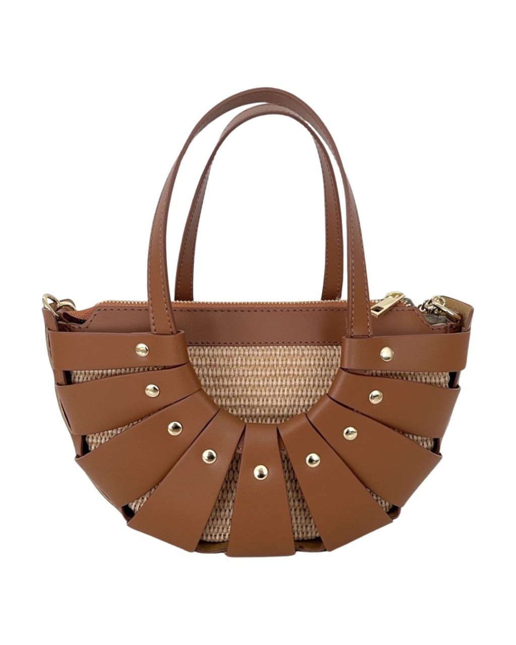 Premium Leather and Raffia Handbag – Made in Italy