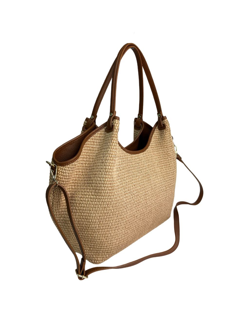 Raffia & Italian Leather Bag — Handmade