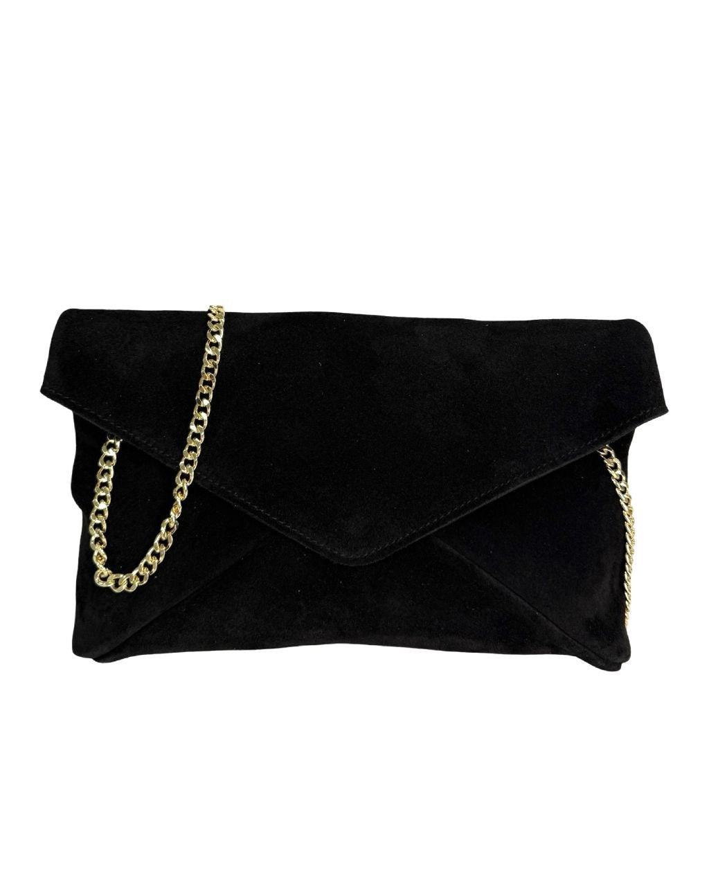 Italian Leather Envelope Bag with Chain Strap by Modex™
