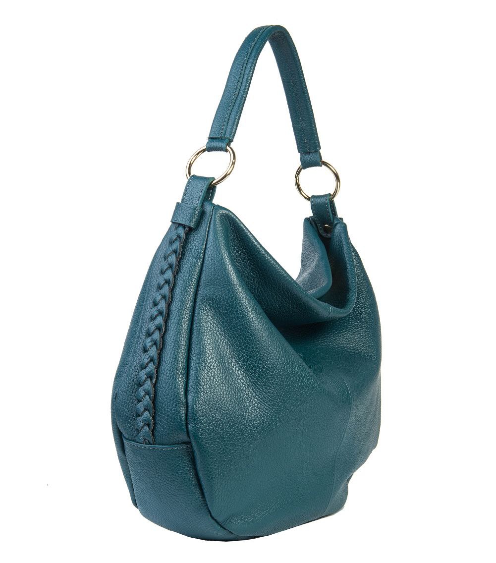 Italian Leather Hobo Bag with Braided Side Details by Modex™