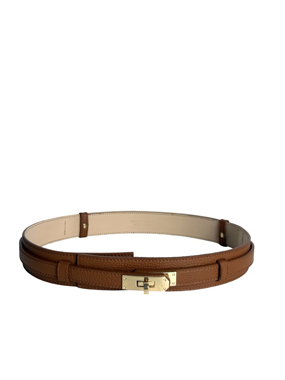 Adjustable Italian Leather Belt with Gold Buckle by Modex™