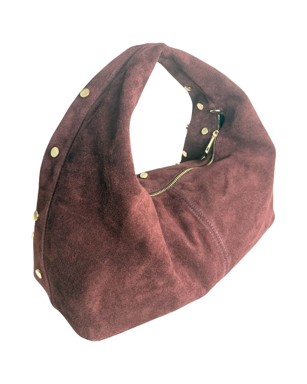 Studded Italian Suede Hobo Bag — Bold Luxury