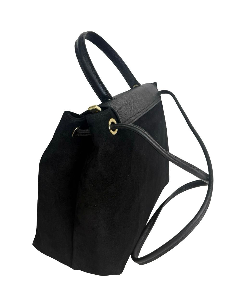 Italian Suede & Leather Satchel Bag