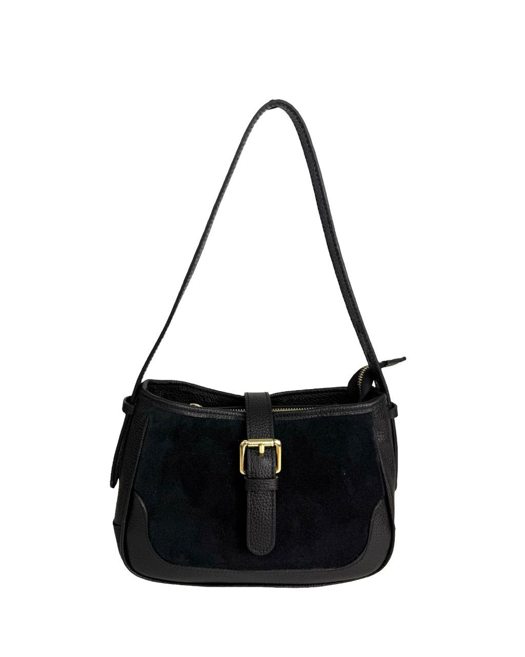 Italian Suede Shoulder Bag — compact yet striking
