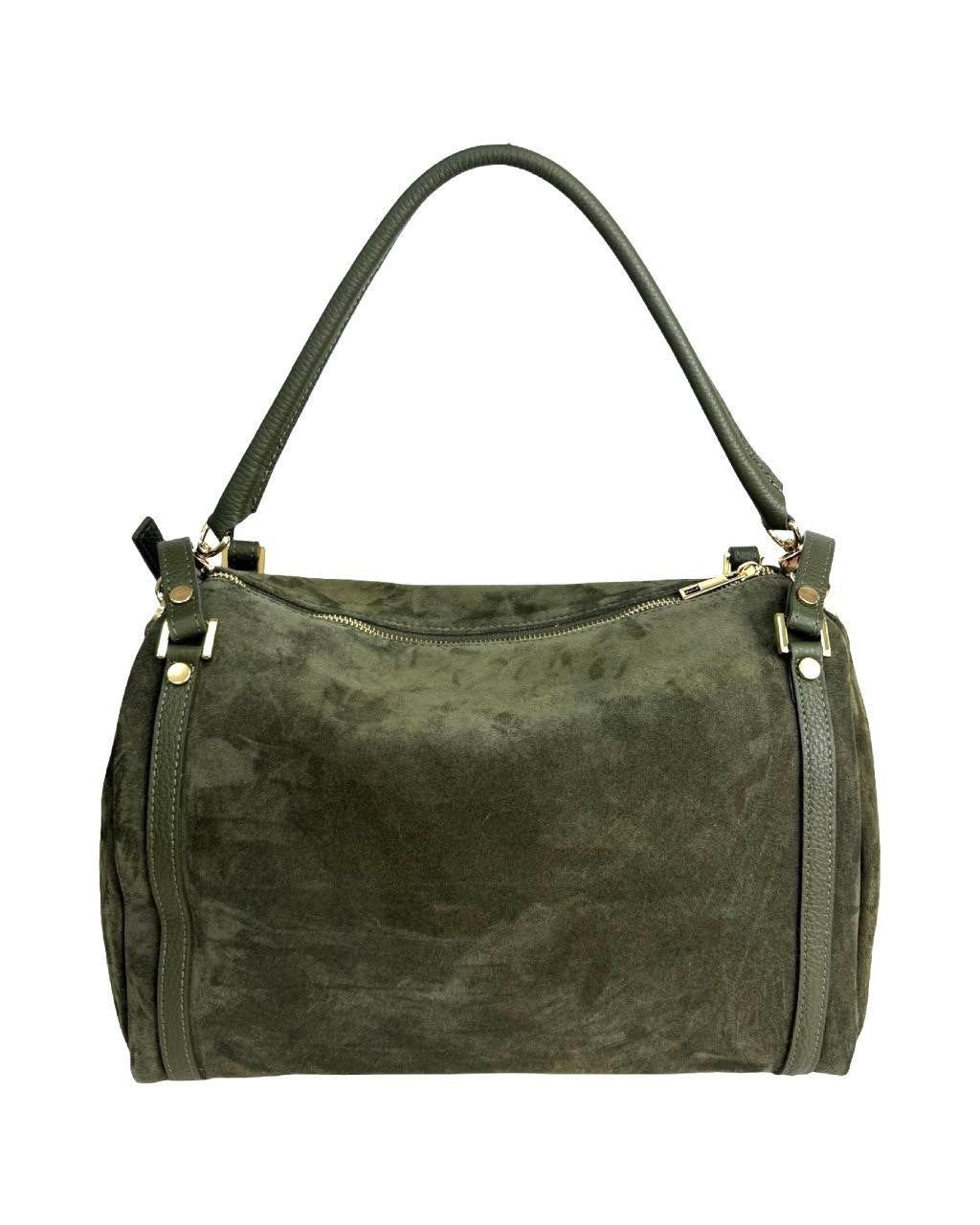 Suede Top-Zip Satchel — Made in Italy