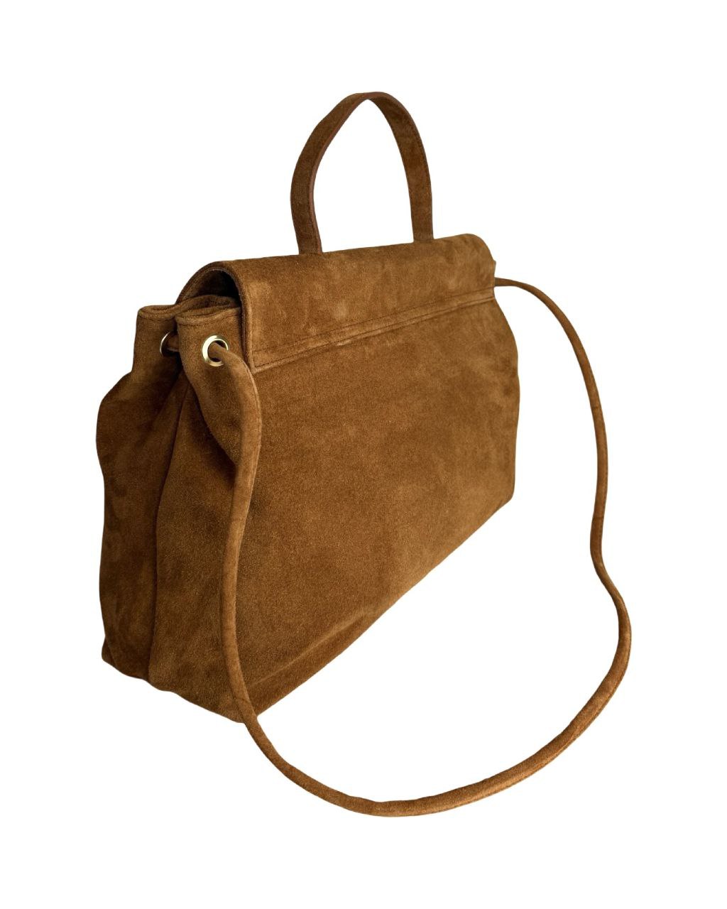 Italian Leather Briefcase-Style Bag with Decorative Closure by Modex™