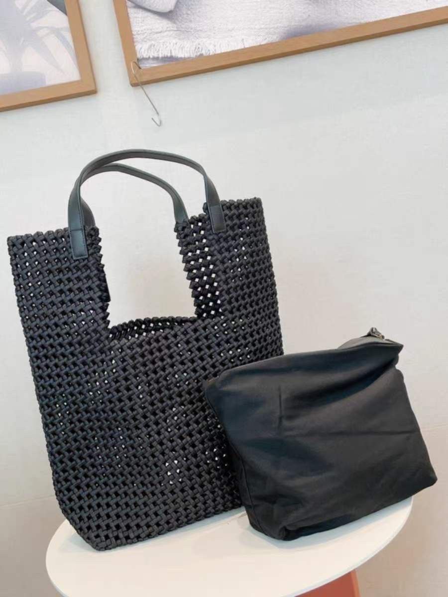 Handwoven Italian Leather & Nylon Shopper Bag by Modex™