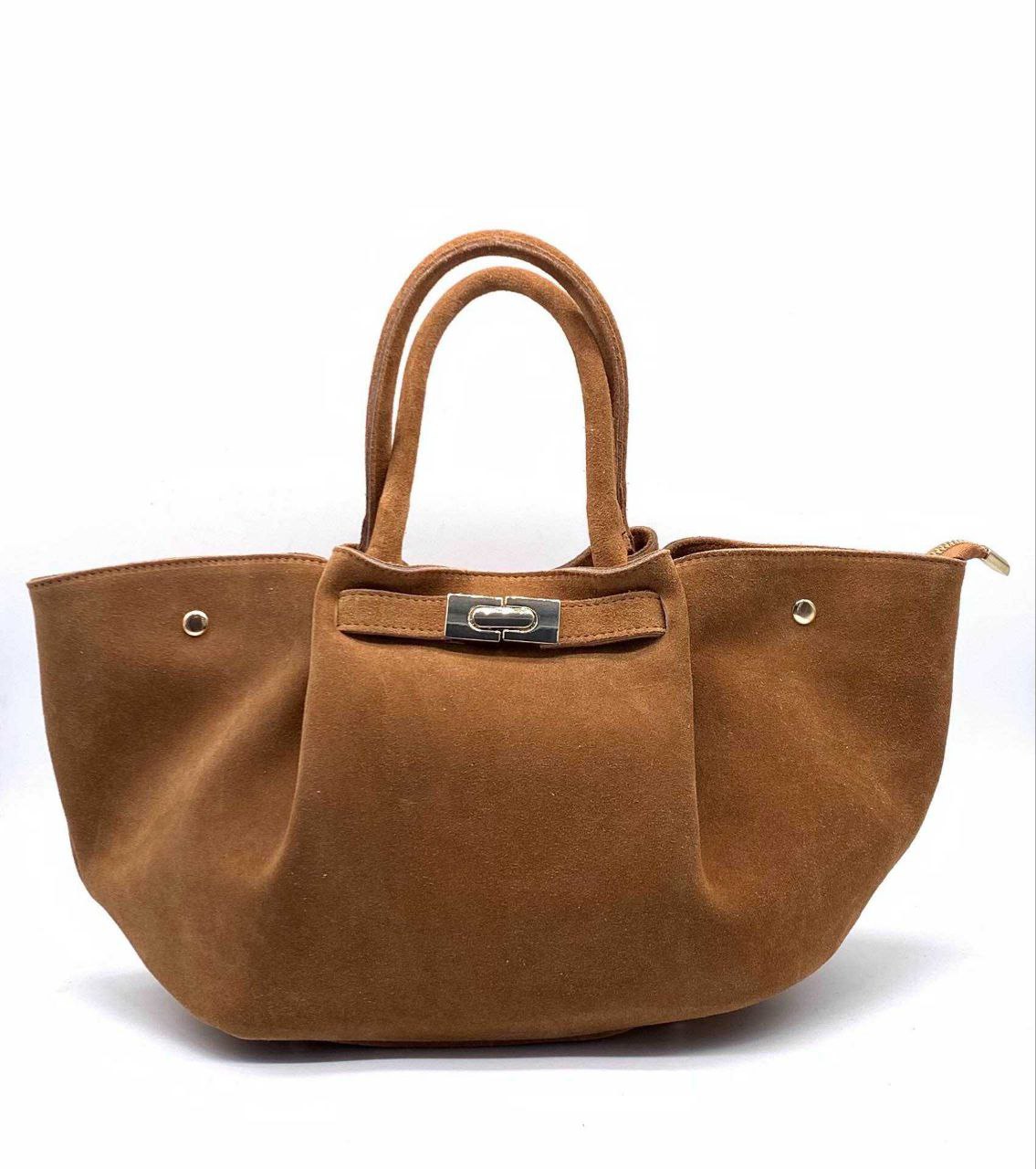 Italian Leather Tote Bag with Elegant Closure by Modex™