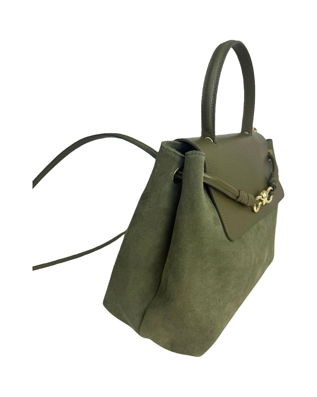 Italian Suede & Leather Satchel Bag