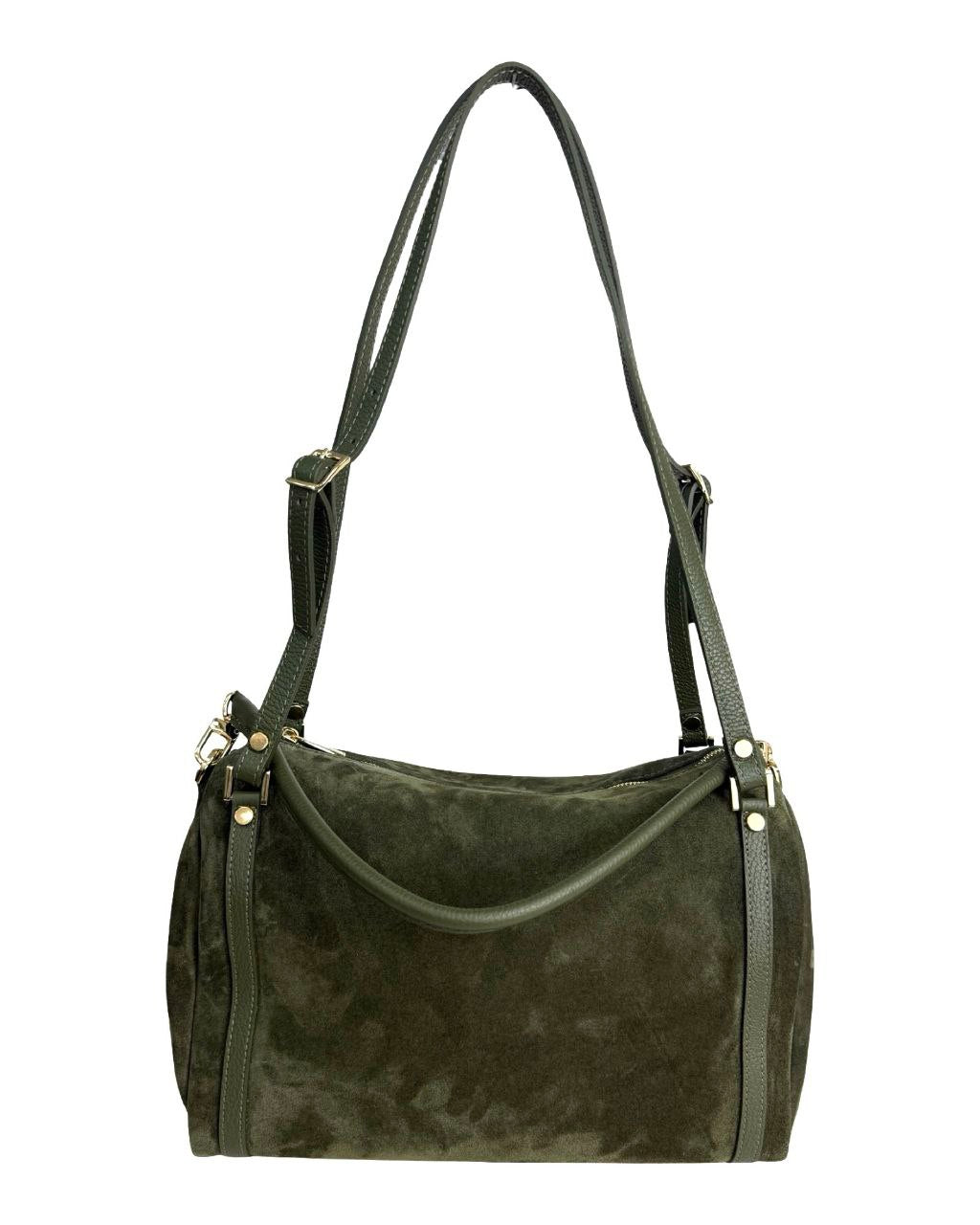 Suede Top-Zip Satchel — Made in Italy