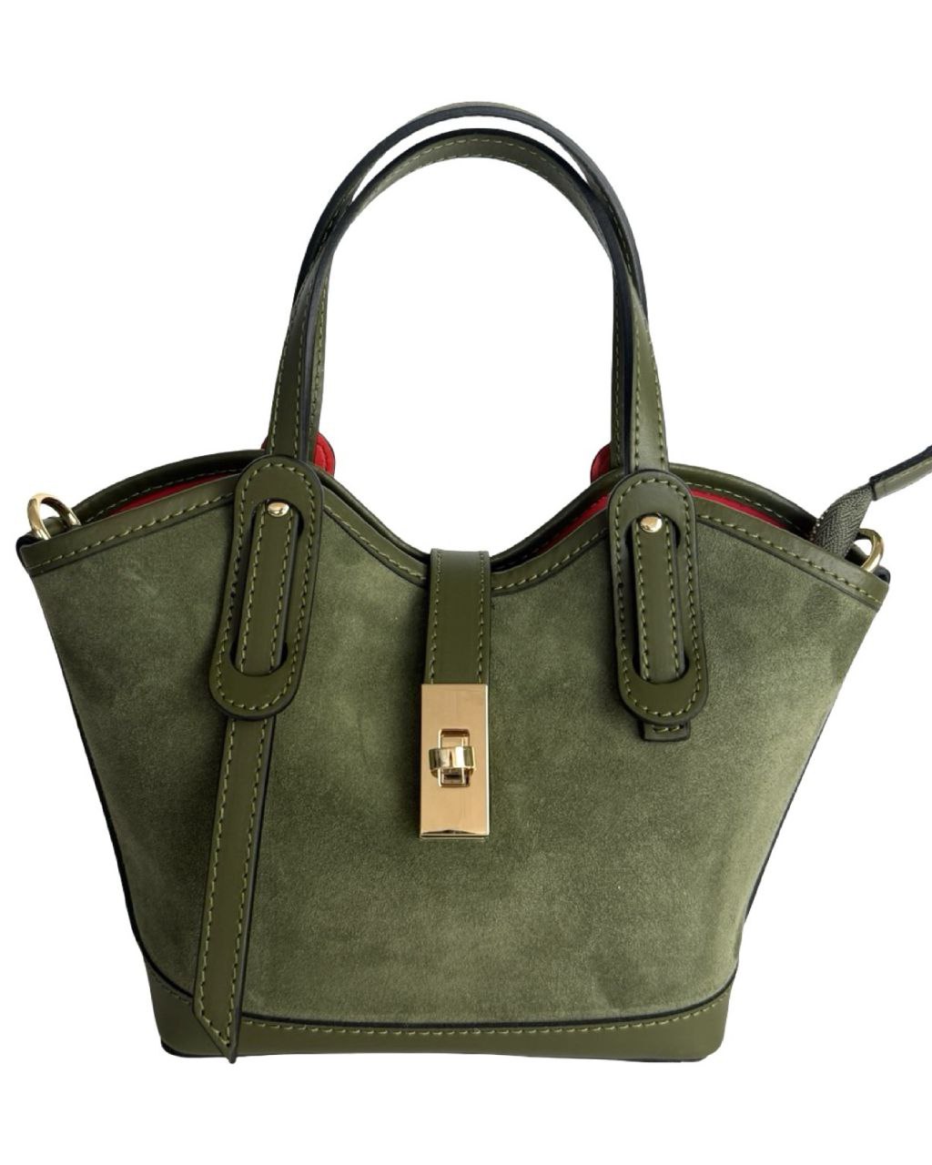 Suede & Leather Mini Satchel — Made in Italy