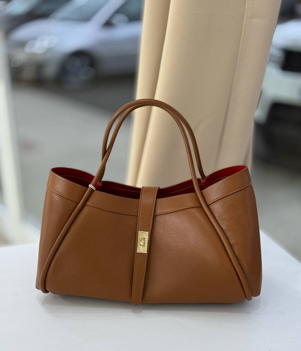 Italian Leather Structured Tote Bag