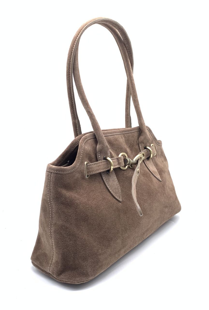 Elegant Suede Handbag with Refined Details