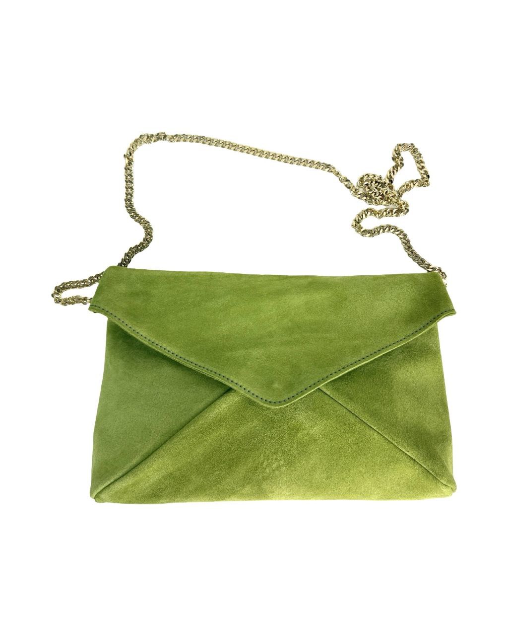 Italian Leather Envelope Bag with Chain Strap by Modex™