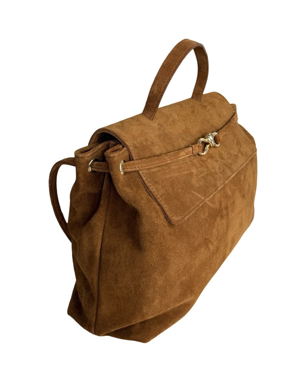 Italian Leather Briefcase-Style Bag with Decorative Closure by Modex™