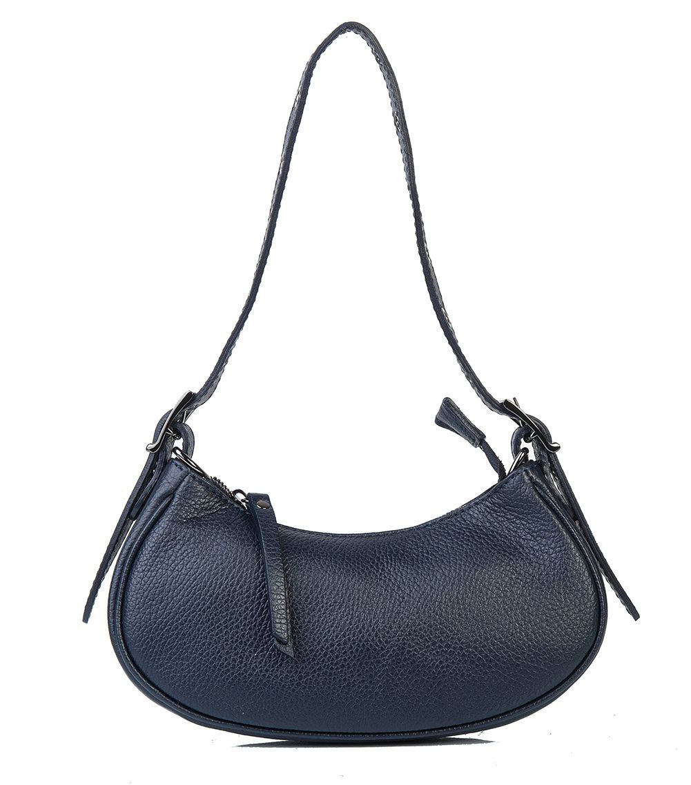 Mini Italian Leather Shoulder Bag with Eyelet Strap by Modex™