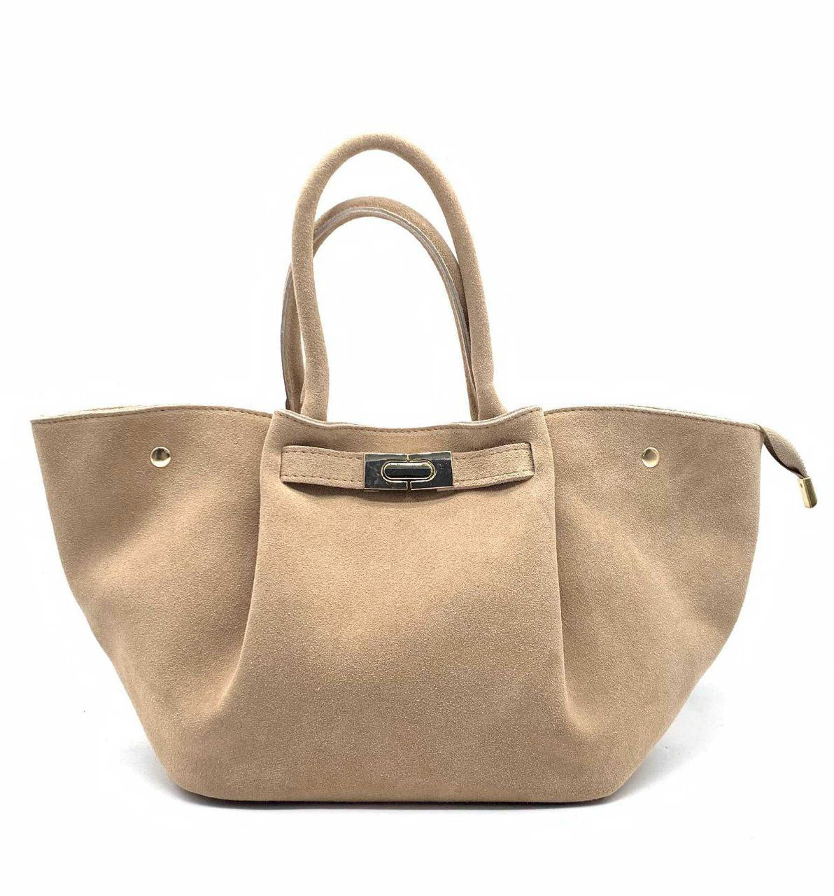 Italian Leather Tote Bag with Elegant Closure by Modex™