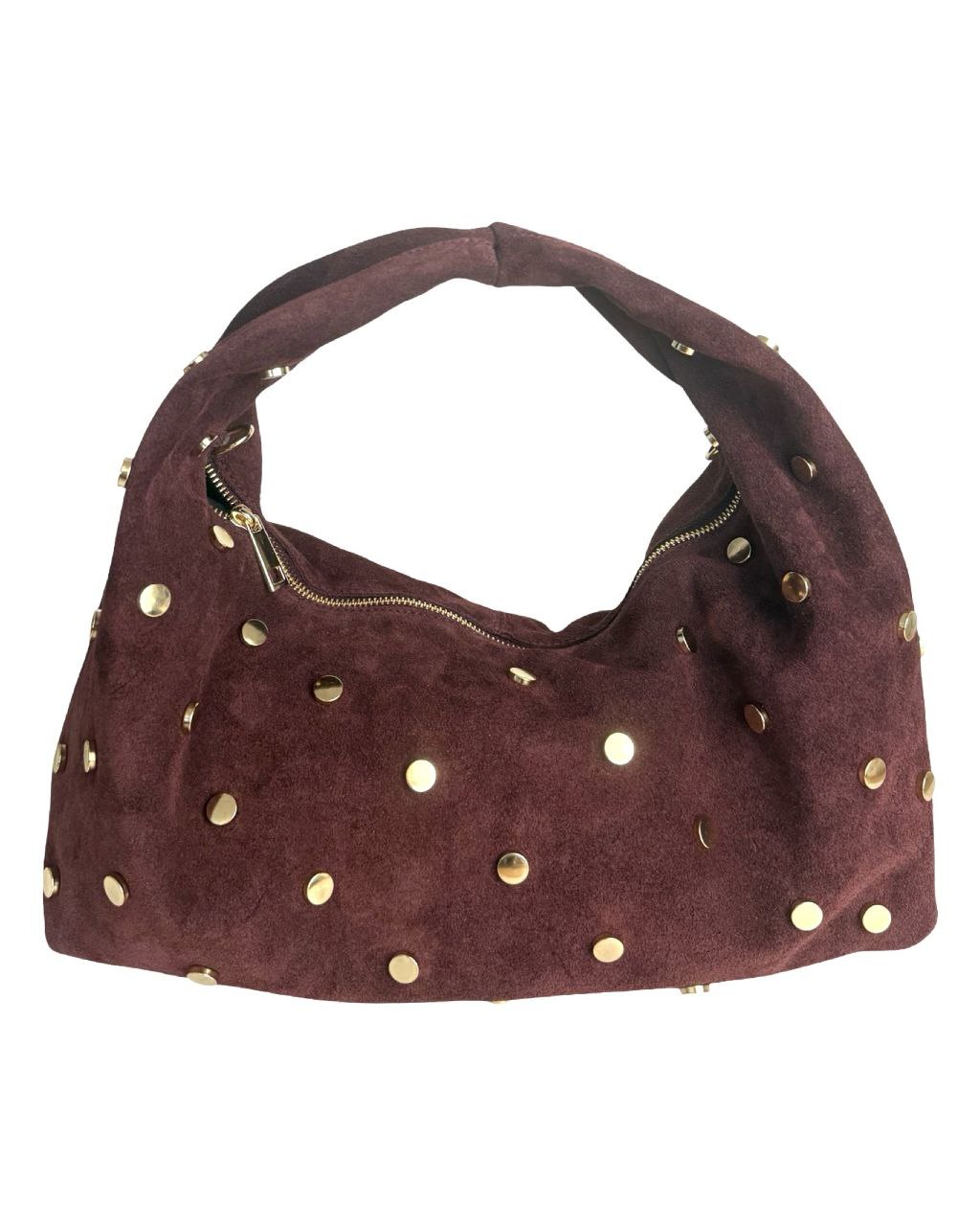 Studded Italian Suede Hobo Bag — Bold Luxury
