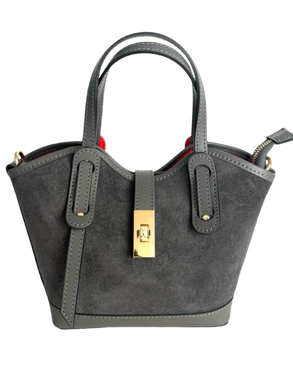 Suede & Leather Mini Satchel — Made in Italy