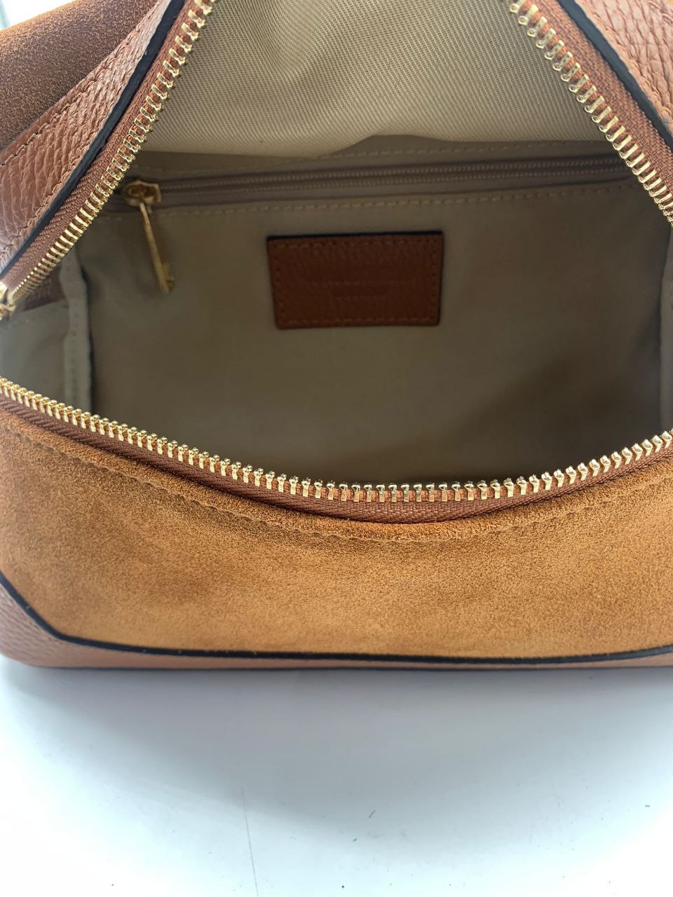 Suede Vanity Bag with Top Handle
