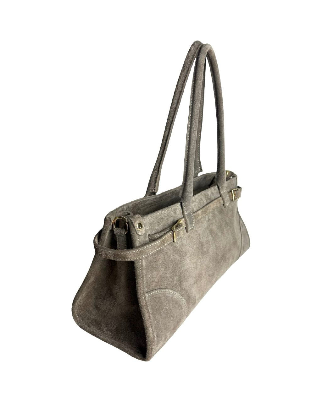 Elongated Suede Shoulder Bag