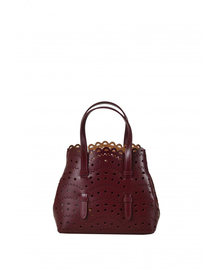 Laser-Cut Leather Mini Tote with Strap