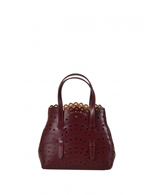 Laser-Cut Leather Mini Tote with Strap