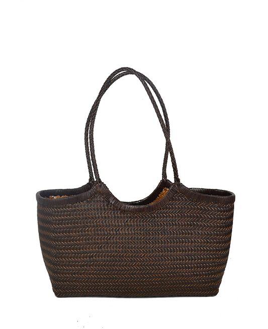 Maxi Shopping Bag Intrecciata — hand-woven leather with inner pouch