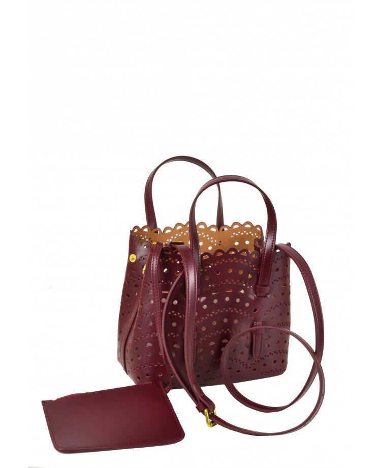 Laser-Cut Leather Mini Tote with Strap