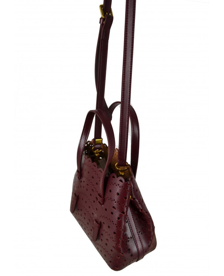 Laser-Cut Leather Mini Tote with Strap