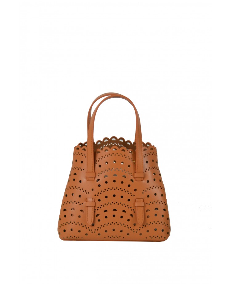 Laser-Cut Leather Mini Tote with Strap