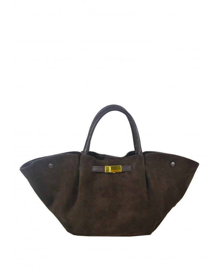 Winged Suede Tote with Removable Leather Strap