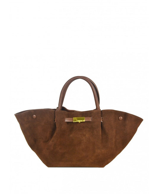 Winged Suede Tote with Removable Leather Strap