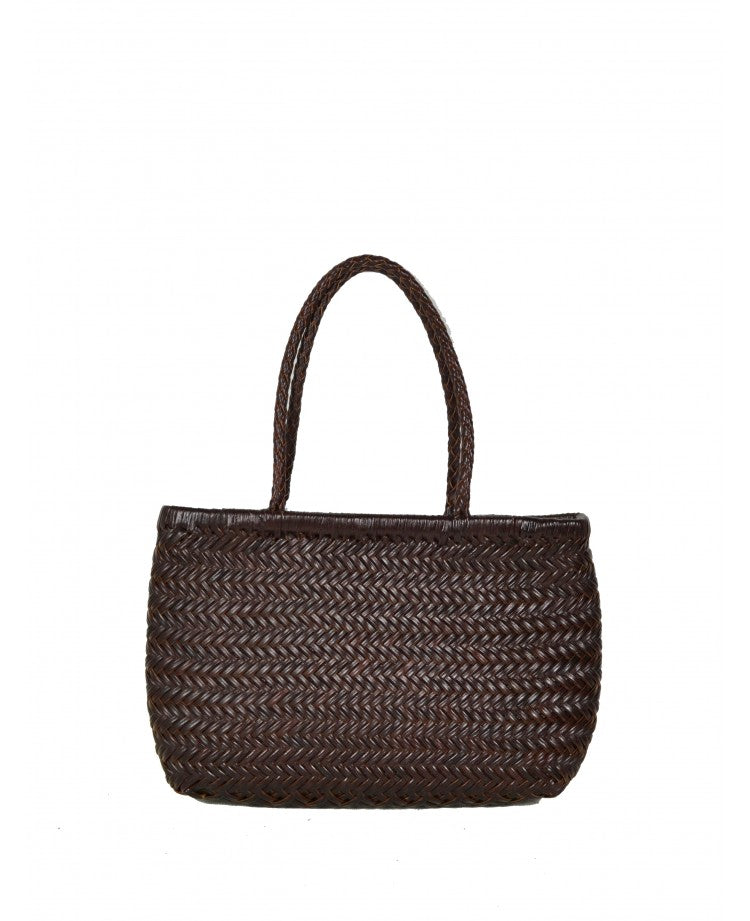 Hand-Woven Leather Tote with Removable Pouch