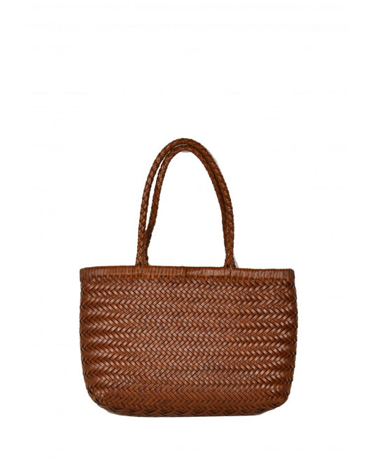 Hand-Woven Leather Tote with Removable Pouch